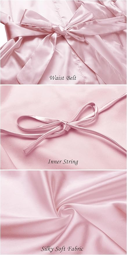 Women's Short Silky Robes Womens Satin Bathrobe Bride Bridesmaid Wedding Party Sleepwear Loungewear