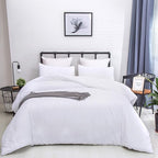 Luxlovery White Full Comforter Set White Bedding Set Full Size Modern Comforter Full Solid Soft Breathable Blanket Quilts 3 Piece Pure Color Bedding Set