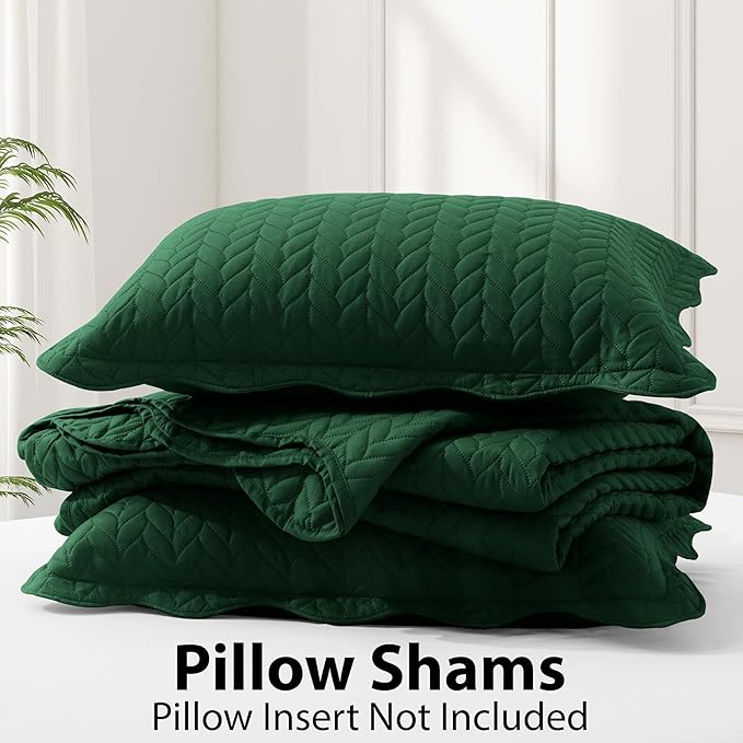IR Imperial Rooms Twin Quilt Bedding Set Size (68” x 86”) + 1 Pillow Shams (20” x 26” + 2”) - 2 Pcs All Season Lightweight Reversible Microfiber Coverlet Embossed Quilt Bedspread (Emerald)
