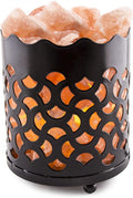 Himalayan Pink Salt Lamp Basket & Dimmer Cord Bulb (Fan)