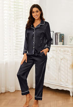 U2SKIIN Women Silk Pajamas Set, Long Sleeve Satin Pajamas for Women Sleepwear Button Down Pjs Set Two-piece