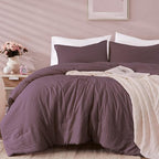 WRENSONGE Twin/Twin XL Comforter Set - 2 Pieces Deep Purple Comforter Prewashed Soft Lightweight for All Seasons,Fluffy Down Alternative Twin XL Comforter with 1 Pillow Sham