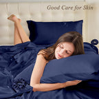 Vielit King Satin Pillowcase for Hair 2pc,Similar to Silk Pillow Cases,Easier Care Than Silk Pillowcase Gifts for Women Men,Navy,20x36 & Envelope Closure and 2 Satin Scrunchies