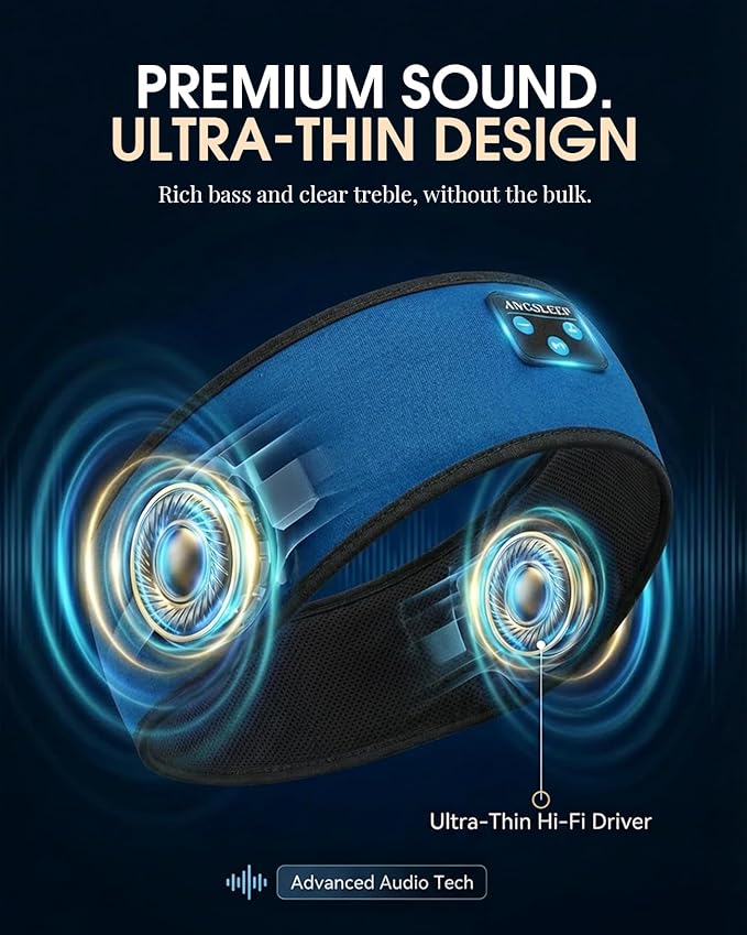 Sleep Headphones - Headband Headphone | Wireless & Wired Palyback 2in1 | Sleeping Headphones Bluetooth Headband for Side Sleeper, Elastic Band Wireless Eye Mask Tech Gadgets Gifts