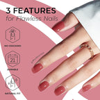 Modelones Rose Red Press on Nails, Spring Short Square Fake Nails, Semi-Transparent Reusable Nail Kit with Nail Glue Adhesive Tabs Mini Nail File, Nails Press Ons 32Pcs16 Sizes, Women Girl Gift