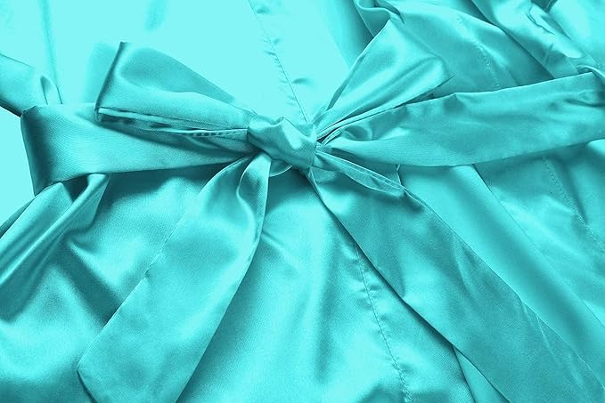 Women's Satin Kimono Robe Wedding Getting Ready Silky Bathrobe Short Bridesmaid Dressing Gown