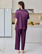 Ekouaer Satin Pajama Set for Women Short Sleeve Silky Pjs 2 Piece Lounge Sets Soft Comfy Sleepwear Loungewear S-XXL