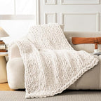 Ultra Soft Chunky Knit Throw Blanket 40x50 Hand Knitted Warm Chenille Throw Blanket, Home Decor Soft Thick Yarn Cable Knit Blanket Breathable Fleece Banket Christmas for Couch Bed Sofa Best Gift