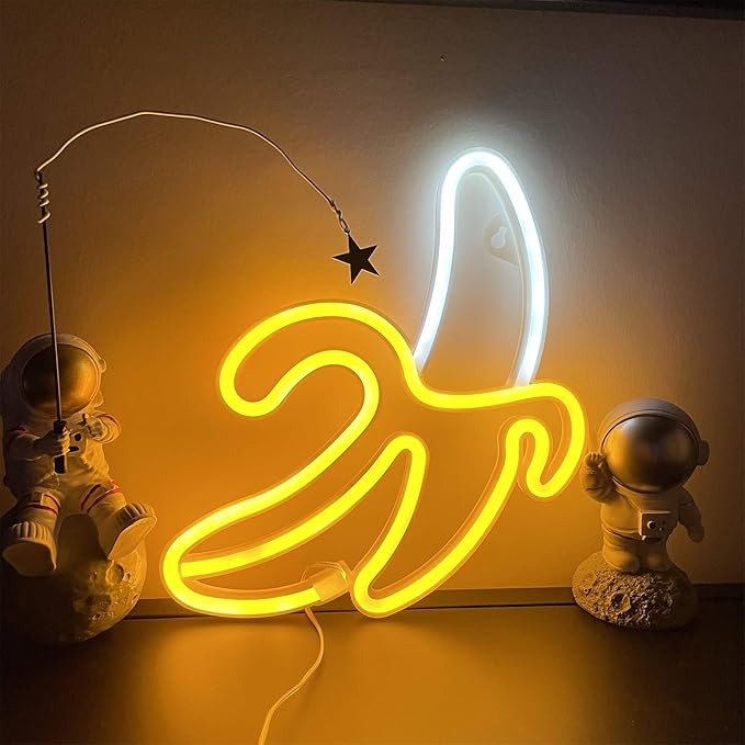 ENUOLI Banana Neon Signs,Banana Neon Light 11.4"x7.9" inch LED Neon Lights for Wall Decor,USB/Battery Powered Night Lamps Light Up Signs for Christmas,Birthday Party, Kids Living Room,Home Decor