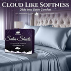SLEEP SANCTUARY Satin Sheets Twin Size – 3 Piece Luxury Silky Bed Set, Softer Than Silk, 15" Deep Pocket, Cooling & Wrinkle-Free, Moisture-Wicking & Breathable for Hair & Skin (Baby Blue)