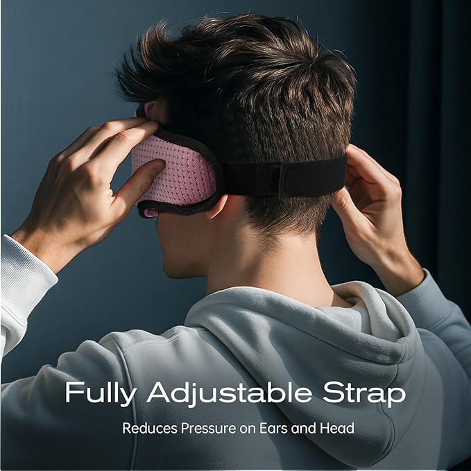 Sleep Mask with Bluetooth 5.4 Headphones, Removable 3D Eye Cups, Timing Sleeping Headphones for Side Sleepers, Wireless Music Eye Mask Speakers for Men, Women, Tech Gifts, Pink