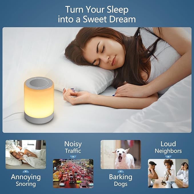 Sound Machine,White Noise Machine for Baby with Night Light, 32 High Fidelity Sounds,Plug in,5 Timers & Memory Feature, Noise Machine for Baby Kids Adults,Home