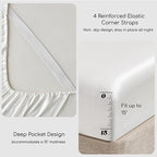 MR&HM Satin Bed Sheets, California King Size Sheets Set, 4 Pcs Silky Bedding Set with 15 Inches Deep Pocket for Mattress (California King, Ivory)
