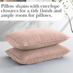 Southshore Fine Living, Inc. Oversized Queen Quilt Set, Soft Coverlet Bedspread with Two Matching Shams (98 in Wide x 98 in Long), Brushed Microfiber Quilt for Queen Bed, Chevron Rose Dust