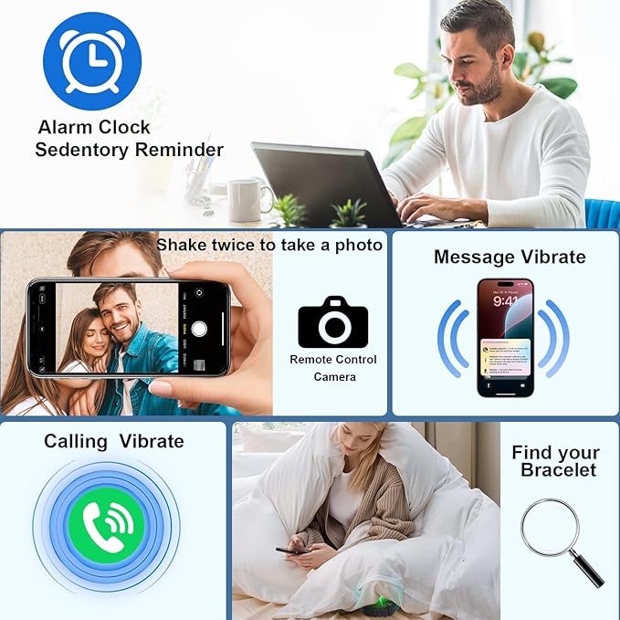 Smart Bracelet, Health Activity Fitness Trackers with Heart Rate Sleep Monitor, 24/7 Blood Oxygen/Calorie/Stress/Step Tracker, Health Fitness Bands, 170+ Sports Modes Smart band with Free APP, 2 Bands