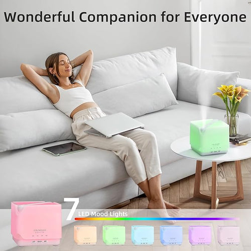 ASAKUKI Essential Oil Diffuser for Home, Large 700 ml Humidifier with Automatic Shut-Off, Quiet Aromatherapy Diffuser with 7 LED Lights for Living Room, Kitchen, Bedroom, Hotel - Pure White