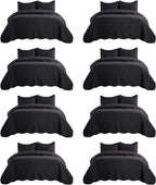 IR Imperial Rooms 8 Pack Quilt King Size Bedding (106" x 96") - Bulk Wholesale for Hotels, Guest Bedroom & Airbnbs - Lightweight Microfiber Reversible Embossed Quilts Bedspread (Black)
