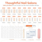 Modelones White Press on Nails, Short Square Fake Nails, Reusable Nail Kit with Nail Glue Adhesive Tabs Mini Nail File, Summer Nails Press Ons 32Pcs 16 Sizes, Women Girl Gift
