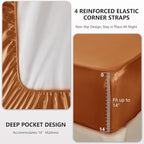 CozyLux Satin Sheets Queen Size Bed Set - 4 Piece Silky Queen Sheet Set, Luxury Terracotta Queen Sheets with Smooth and Soft Microfiber, Includes 1 Fitted Sheet, 1 Flat Sheet and 2 Pillowcases