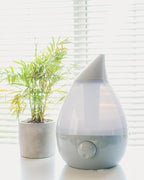 Crane Ultrasonic Teardrop Cool Mist Humidifier, Large 1 Gal Tank, Automatic Shut-Off, Baby Humidifiers for Nursery and Bedroom, Grey