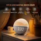 Sunrise Alarm Clock for Bedrooms – Gentle Wake Up Light with Soothing Night Light & Ambient Sounds, Alarm Clock for Heavy Sleepers, Shift Workers, Kids & Adult, Relaxing Bedside Lamp Gift