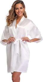 Robe for Women Silky Lightweight Satin Kimono Bride Bridesmaids Wedding Party Robes Dressing Gown Summer Loungewear