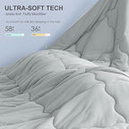 COTTEBED Reversible Comforter Sets KING Size Bed, Jersey Knit T-Shirt Feel Bedding Down Comforters Quilt & Pillowcase -Super Soft Cozy Lightweight All Season (Light Grey and White California Cal/King)
