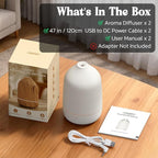 Essential Oil Diffuser, 2Pack, 100ml Aromatherapy Diffuser, Mini Ultrasonic Diffuser for Essential Oil, Home, Office, Cool Mist Humidifier with 7 Led Light, Auto Shut-Off, White
