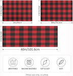 Christmas and New Year Buffalo Plaid Satin Pillowcase for Hair and Skin, Red and Black Buffalo Check Plaid Silk Pillow Case with Envelope Closure, King Size 20x40 inches, 1 PC