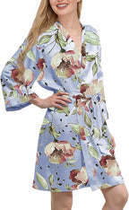 WJing Yi Jia Womens Satin Kimono Robe Silky Robes Floral Bathrobe Bride Bridesmaid Wedding Bridal Dressing Gown Loungewear