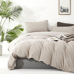 Cottonight Beige Comforter Set Queen Cream Khaki Bedding Comforter Full Oatmeal Solid Blanket Quilts Modern Soft Breathable Beige Taupe Color 3 Piece Bedding Set