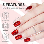Modelones Red Cat Eye Press on Nails, Spring Short Square Fake Nails, Reusable Nail Kit with Nail Glue Adhesive Tabs Mini Nail File, Nails Press Ons 32Pcs16 Sizes, Women Girl Gift