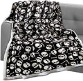 Elegant Comfort Throw Blanket, Reversible Sherpa Flannel, Ultra-Soft, Fuzzy, Cozy and Plush- All Season Lightweight Decorative Throw, 50 x 60 inches, Skulls and Bones Sherpa Throw
