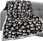 Elegant Comfort Throw Blanket, Reversible Sherpa Flannel, Ultra-Soft, Fuzzy, Cozy and Plush- All Season Lightweight Decorative Throw, 50 x 60 inches, Skulls and Bones Sherpa Throw