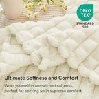 BEDELITE Cream Throw Blanket for Couch and Bed- Super Soft and Warm 3D Checkered Fluffy Fuzzy Fleece Blanket, Luxurious Plush Cozy Blanket for Room Decor Spring, 50x60 inches
