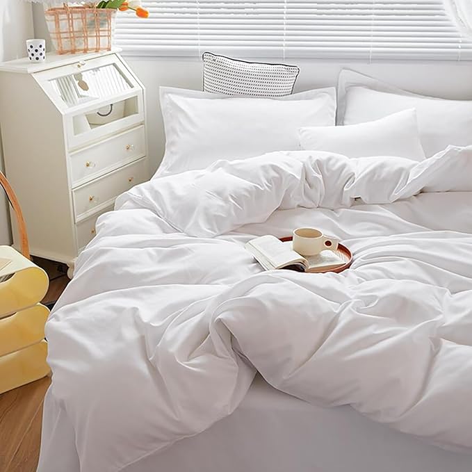 Cottonight White Comforter Cal King Plain White Bedding Comforter Set California King Solid Color Plain Solid Blanket Quilts Cozy Durable Soft Modern Bedding Comforter Sets Women Men
