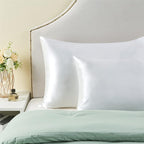 BEDELITE Satin Pillowcase with Zipper, White King Size Pillow Cases Set of 2, Super Soft and Cooling Similar to Silk Pillow Cases, Gift for Women Men(20x36 Inches)