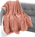 Elegant Comfort Throw Blanket, Reversible Sherpa Flannel, Ultra-Soft, Fuzzy, Cozy and Plush- All Season Lightweight Decorative Throw, 50 x 60 inches, Solid Sherpa Throw, Coral