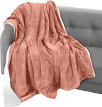 Elegant Comfort Throw Blanket, Reversible Sherpa Flannel, Ultra-Soft, Fuzzy, Cozy and Plush- All Season Lightweight Decorative Throw, 50 x 60 inches, Solid Sherpa Throw, Coral