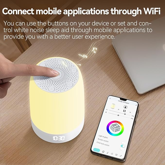 Teen Sound Machine White Noise Machine with 32 Soothing Sounds, Bluetooth Speaker Alarm Clocks for Bedrooms with Wake up Light, Night Light for Kids, Gifts for Teenage Girls Boys Women