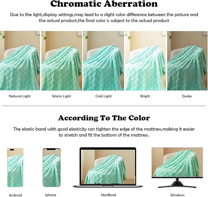 NEWCOSPLAY Super Soft Throw Blanket Aqua Premium Silky Flannel Fleece 3D Checkered Lightweight Bed Blanket All Season Use (Aqua Checkered, Throw(50"x70"))