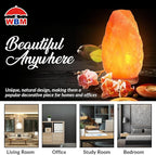 WBM Salt Lamp - USB Himalayan Salt Lamp with Touch Dimmer Control, Natural Pink Crystal, 5-7 lbs, Wooden Base, LED Bulb, Room Decor, Home Decor, Relaxation, Ambiance, Gift