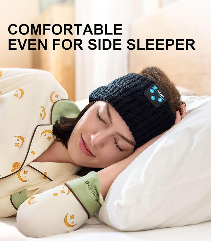 Ear Warmers, Sleep Headphones Bluetooth Beanie Headband, Wireless Ear Muffs Winter Headband with Ultra-Thin Speakers, Headphones for Side Sleepers, Thanksgiving for Women Men BlackGrey
