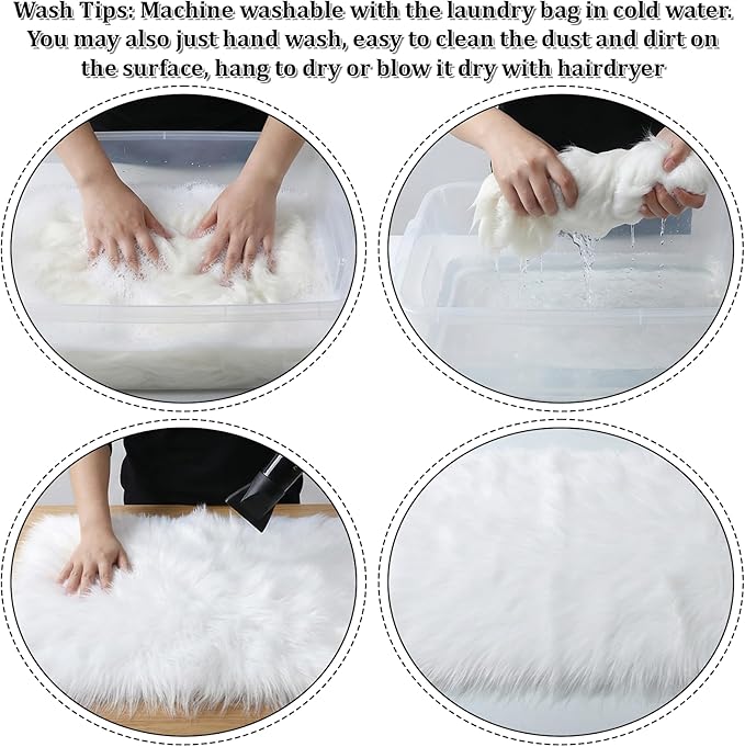 15.7" Nail Background for Pictures Small Faux Fur Rug White Fluffy Rug Nail Mat Small Area Rugs Mini Smalls Size White Photo Background for Nails Art Desktop Photography Jewelry