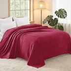 Exclusivo Mezcla Fleece Blanket Twin Size for Bed, Super Soft and Warm, All Season, Cozy, Plush, Lightweight, 60x80 Inches Deep Red