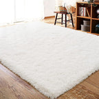 ISEAU Fluffy Rug Carpets Soft Shaggy Area Rugs Indoor Floor Mats for Kids Room Fuzzy Carpet Comfy Cute Nursery Mat Bedside for Boys Girls Bedroom Living Room Home Decor, 6ft x 9ft, Cream White
