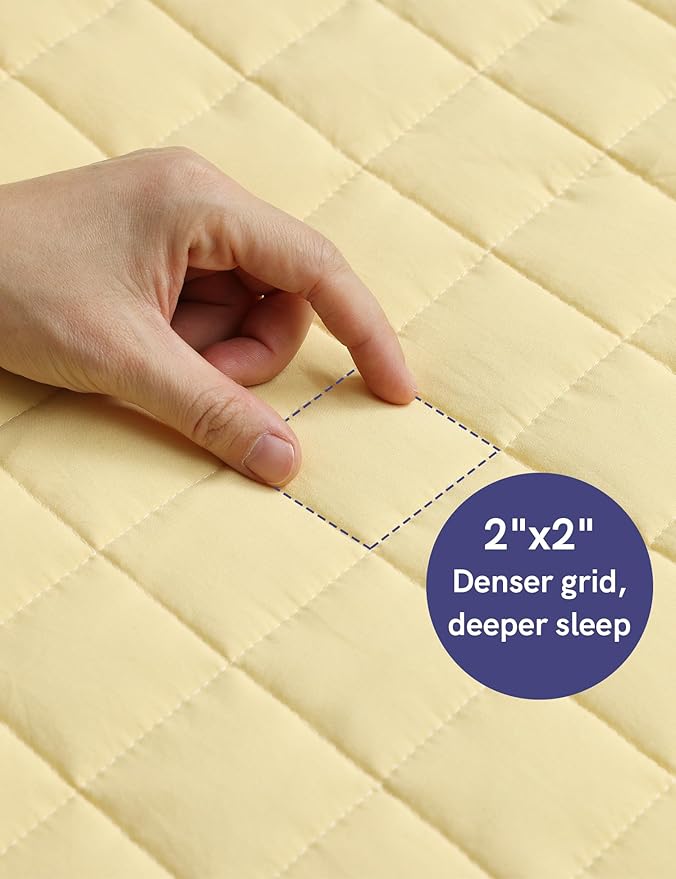 YnM King Size Weighted Blanket for Adults (88x104 Inches, 25 Pounds, Pastel Yellow), Exclusive Smallest Compartments, Heavy Bed Blanket for Two Persons of 110~190lbs on Queen or King Bed