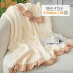 Snuggle Sac Queen Size Blanket for Bed, Soft Luxurious Bedding Blankets, Large Fuzzy Plush Microfiber Blankets, Cream, 90x90 inches