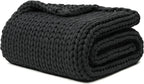 YnM 100% Cotton Weighted Blanket, Handmade Chunky Knitted Throw, No fillers Design, Soft and Breathable, Machine Washable Bed Blanket for Sleep or Home Decor (Dark Grey, 43x50 Inch, 10lbs)