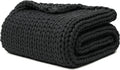 YnM 100% Cotton Weighted Blanket, Handmade Chunky Knitted Throw, No fillers Design, Soft and Breathable, Machine Washable Bed Blanket for Sleep or Home Decor (Dark Grey, 60x80 Inch, 25lbs)